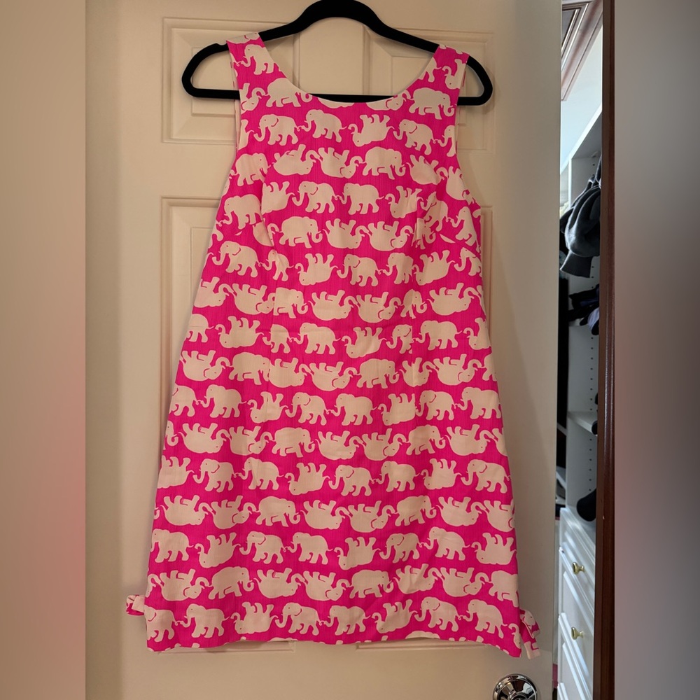 Lilly Pulitzer Delia shift pink elephant size 12 EUC